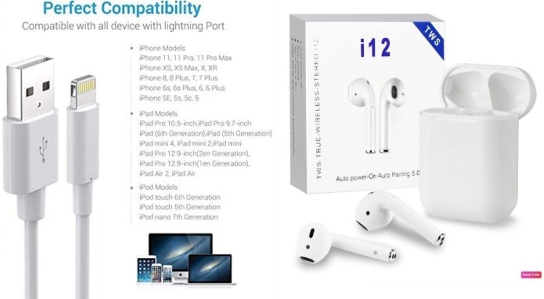 Generic Lightning Cables & i12 TWS Bluetooth 5.0 Earphones